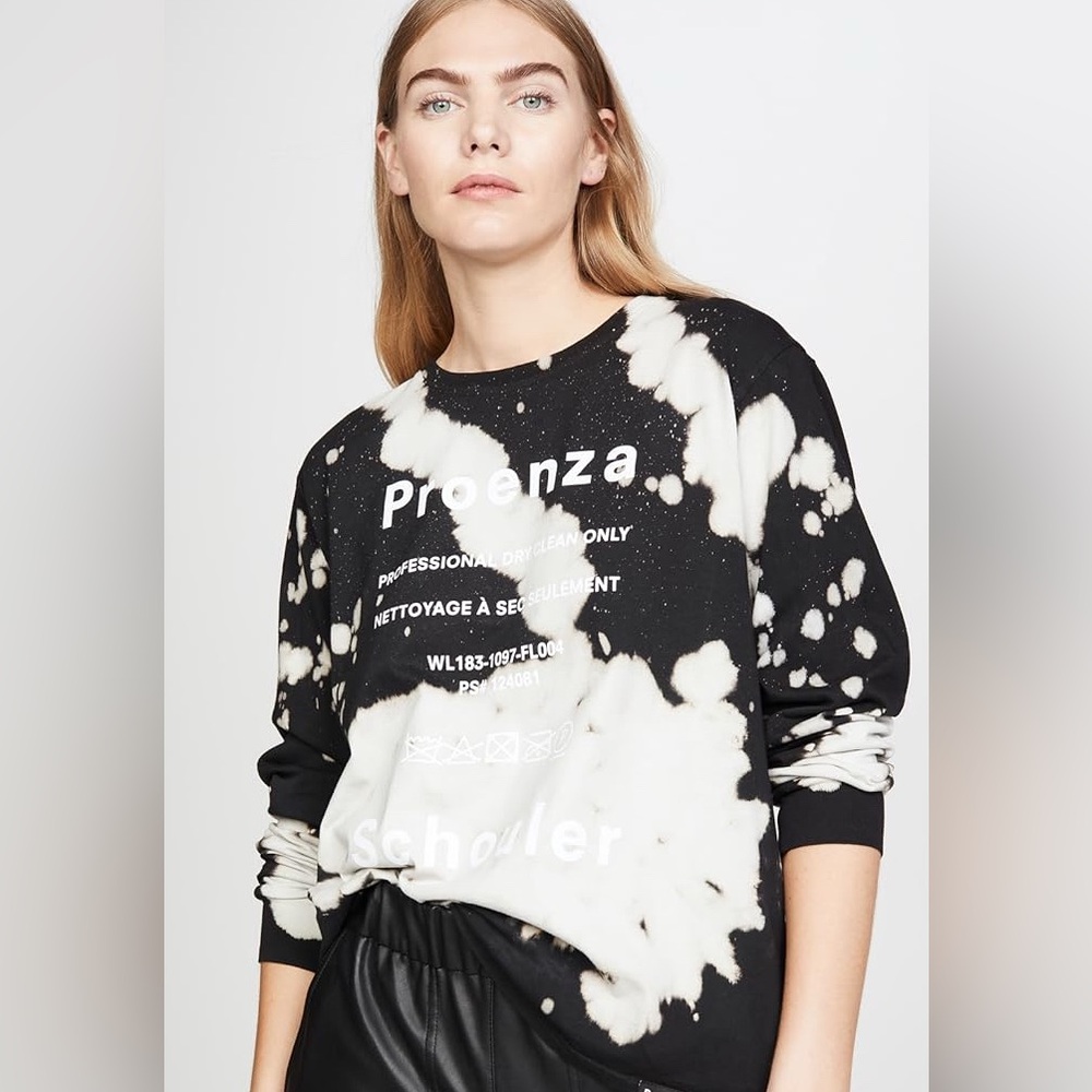 Proenza Schouler White Label Black and White Tie-Dye Sweatshirt